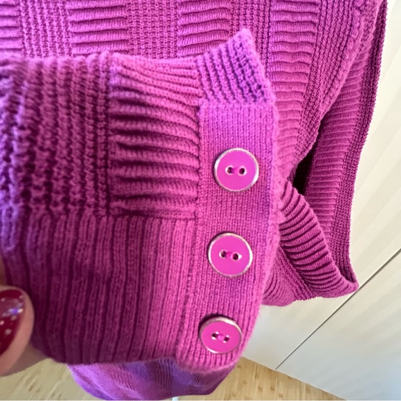 Christopher & Banks deep pink knit long sleeve sweater cuff buttons Size S - Picture 3 of 9